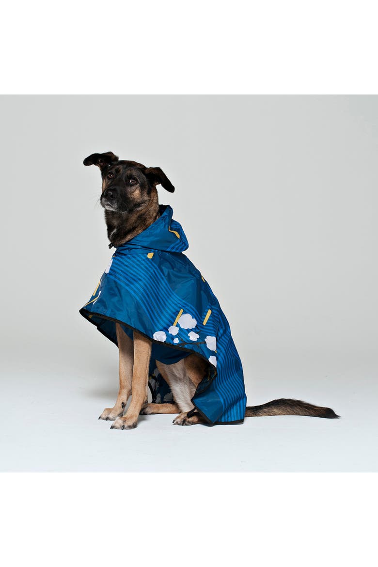 Dog Rain Poncho Japanese Blossom, Alternate, color, Blue