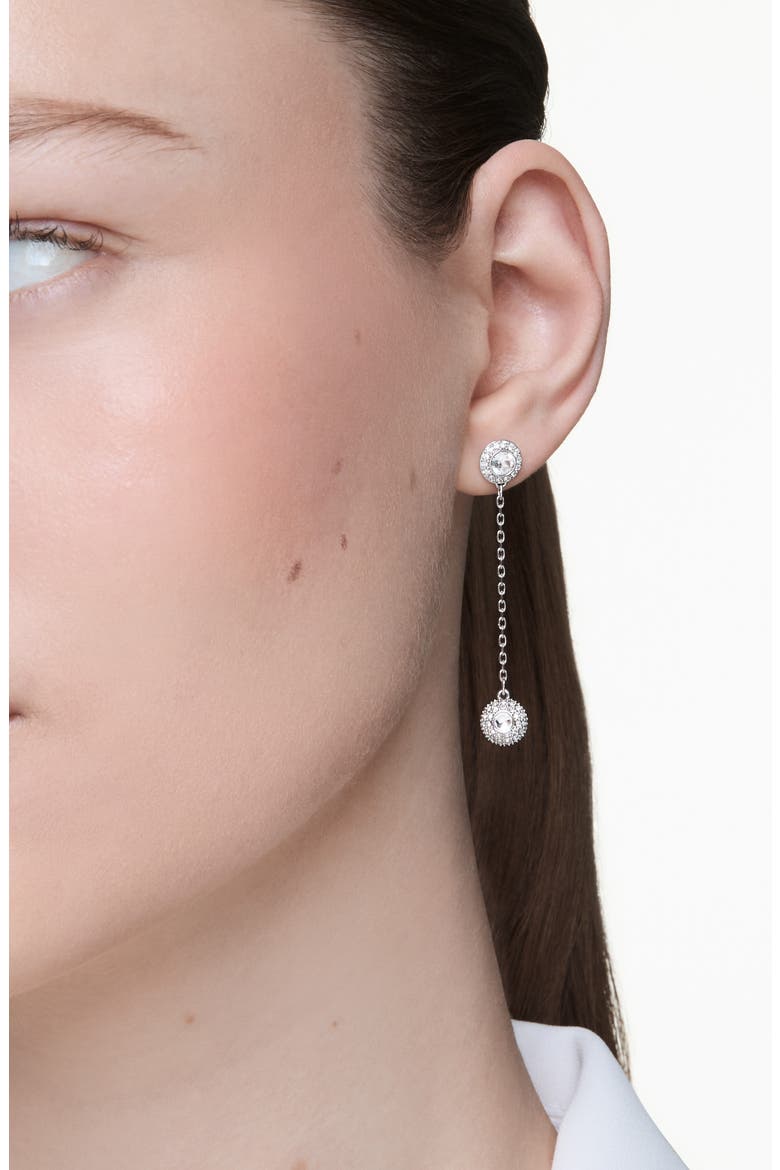 Una Linear Drop Earrings, Alternate, color, RHODIUM