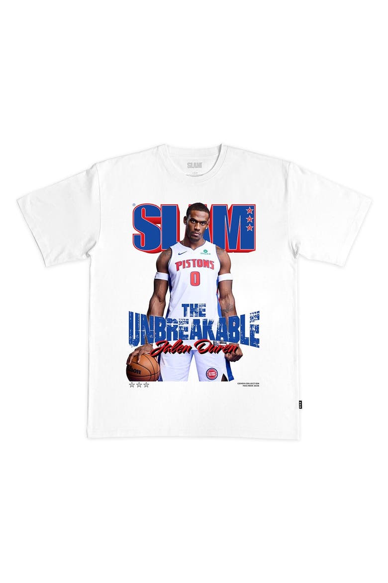 Unisex Jalen Duren White Detroit Pistons SLAM Cover T-Shirt, Main, color, White
