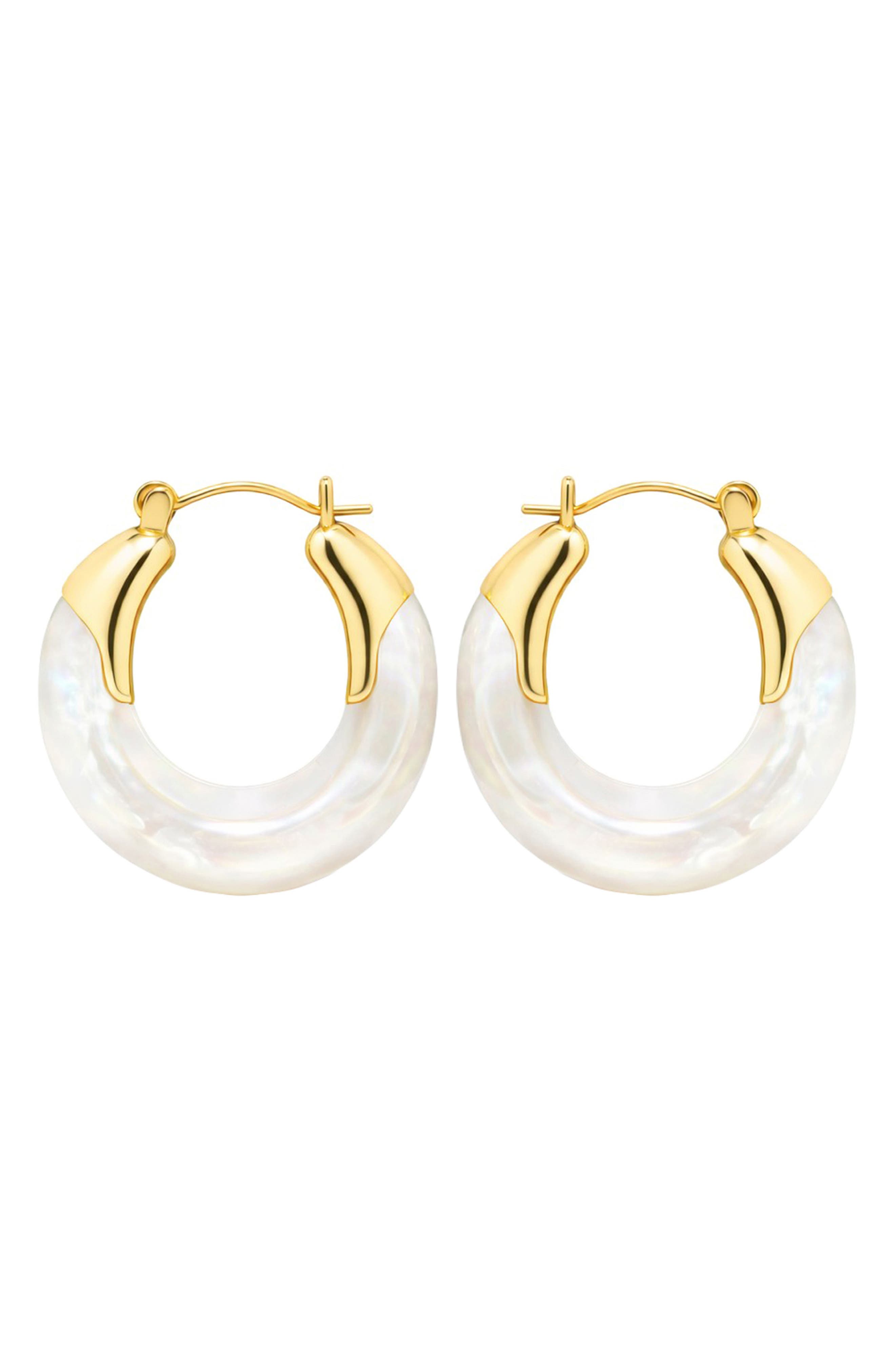 Imitation Pearl Hoop Earrings