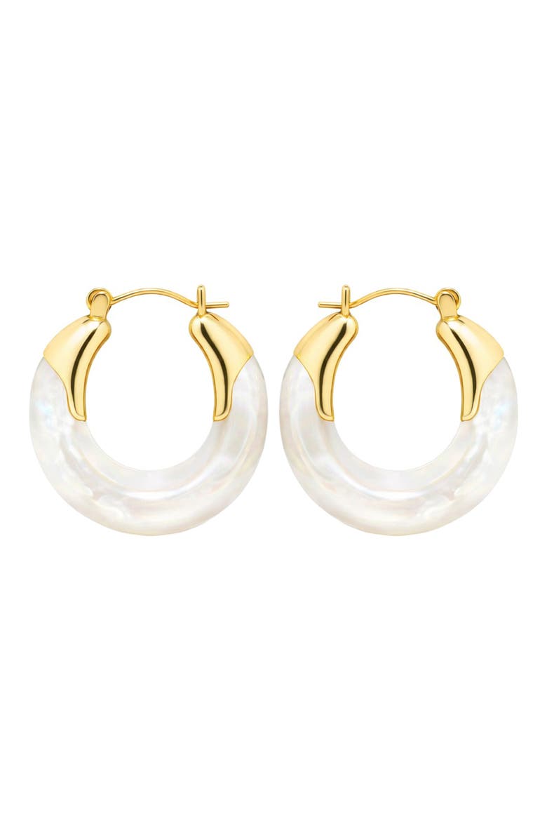 Imitation Pearl Hoop Earrings, Main, color, GOLD