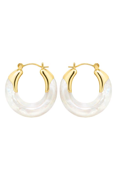 Imitation Pearl Hoop Earrings