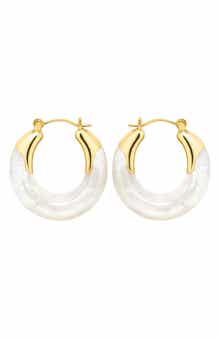Imitation Pearl Hoop Earrings
