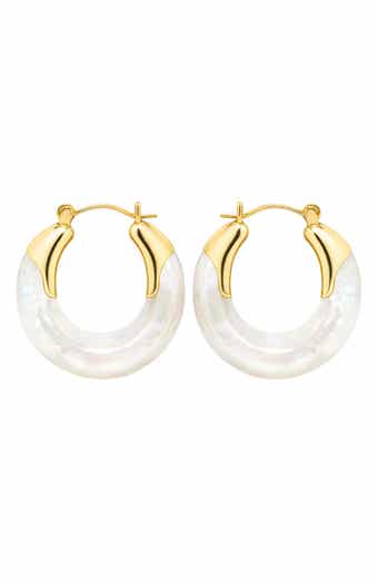 Imitation Pearl Hoop Earrings