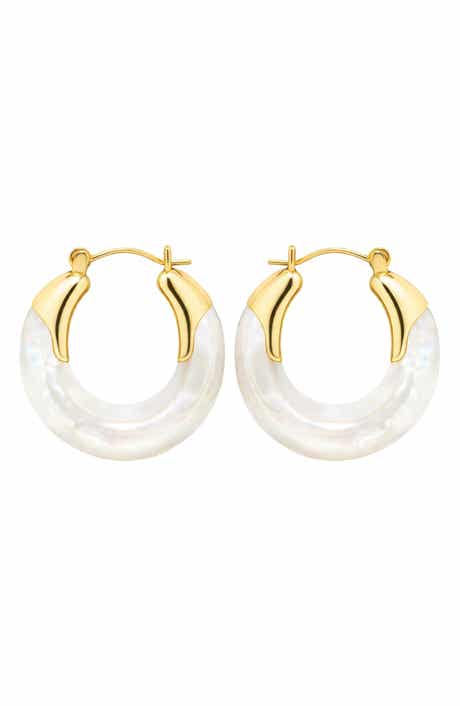 Imitation Pearl Hoop Earrings