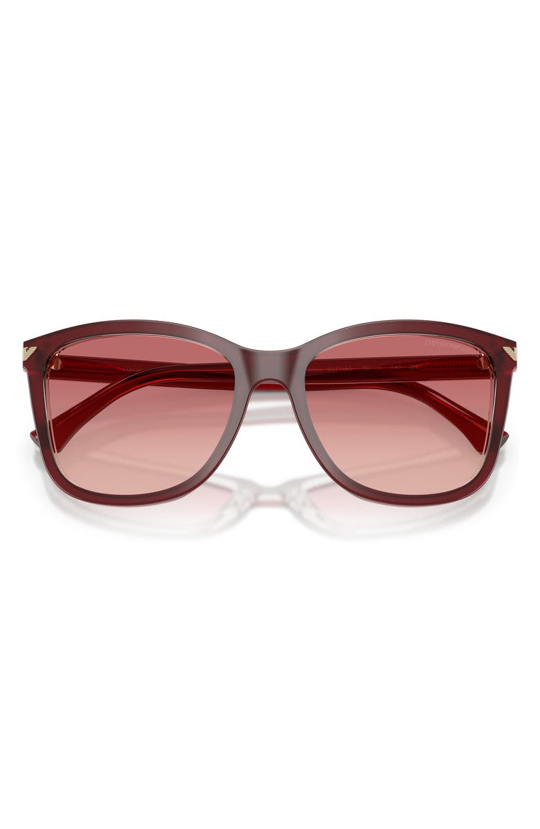 Emporio Armani 56mm Gradient Square Sunglasses, Alternate, color, Shiny Bordeaux / Pink Red