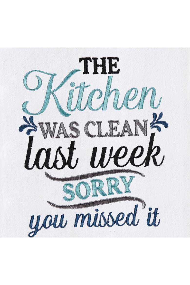 Kitchen Was Clean Funny Phrases Embroidered Towel, Alternate, color, Blue