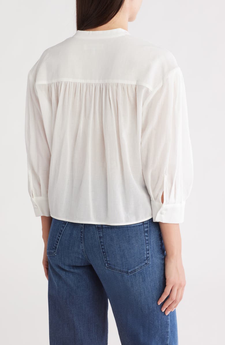 FRAME Puff Sleeve Crop Poplin Top, Alternate, color, White