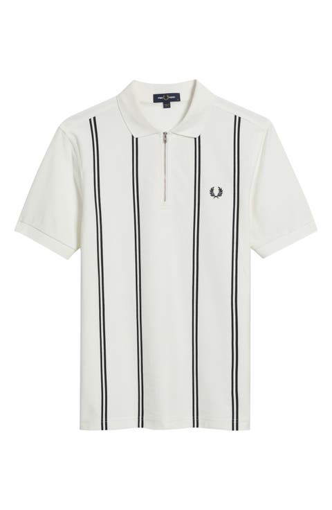 Vertical Stripe Cotton Piqué Zip Polo