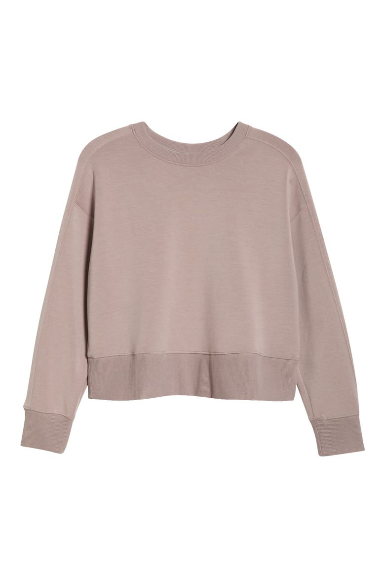 AirEssentials® Luxe Crop Crewneck Sweatshirt, Alternate, color, COASTAL FOG