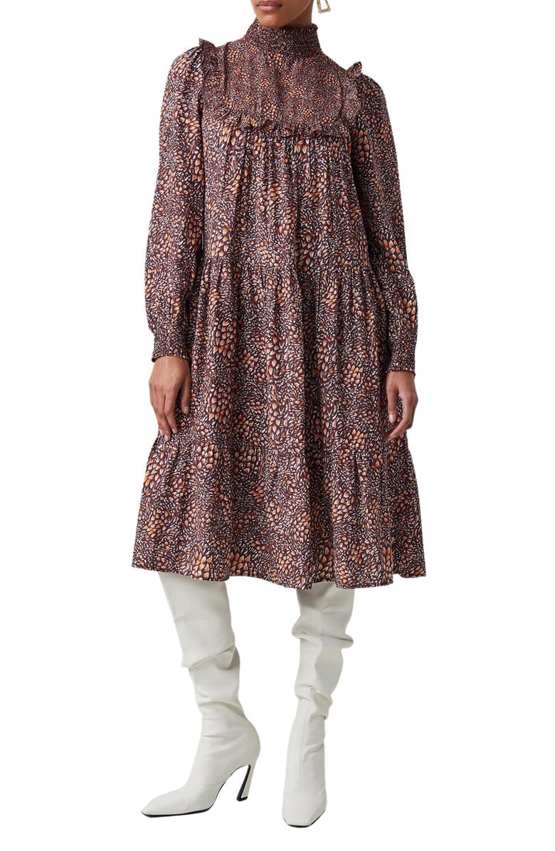 French Connection Faith Drape Long Sleeve Shift Dress, Main, color,