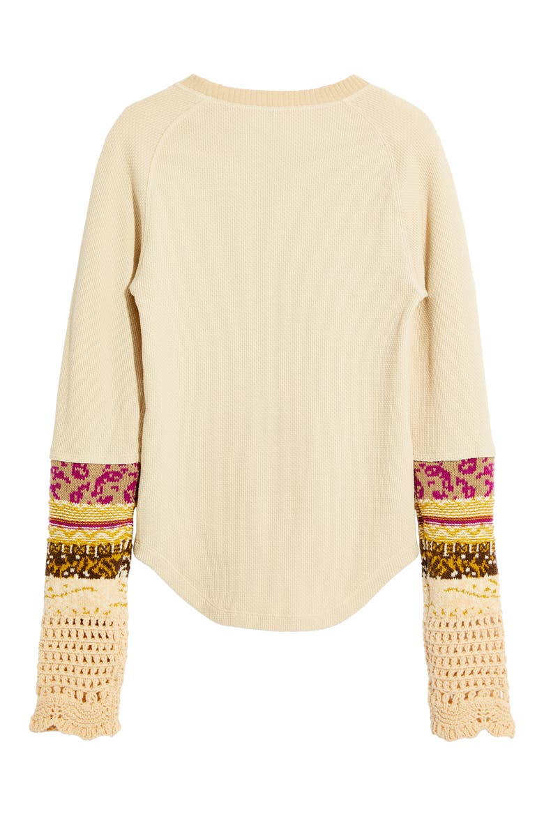 In the Mix Jacquard Cuff Top, Alternate, color, LINEN COMBO