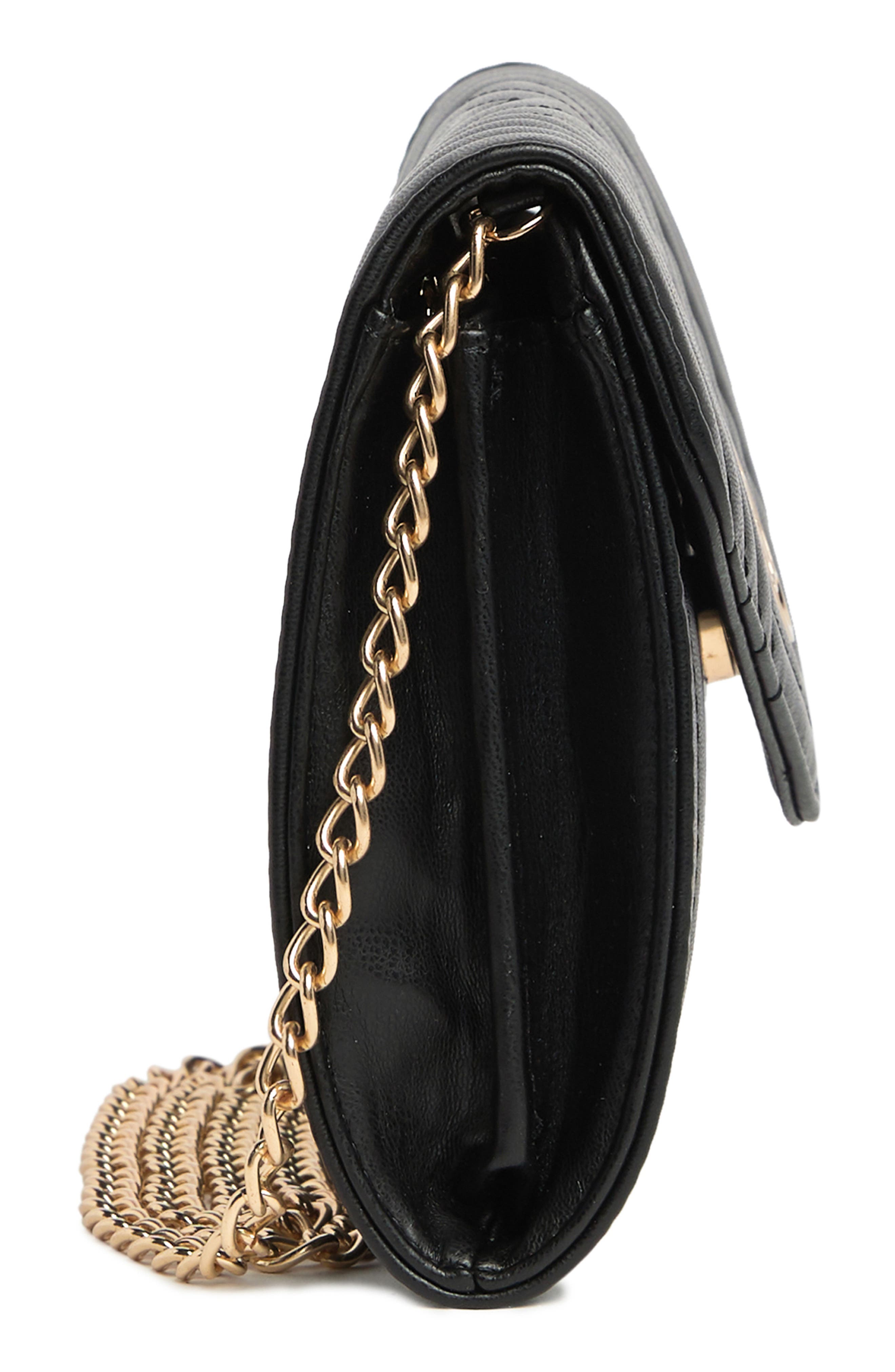 Badgley Mischka Collection Chevron Quilted Crossbody Bag, Alternate, color, Black