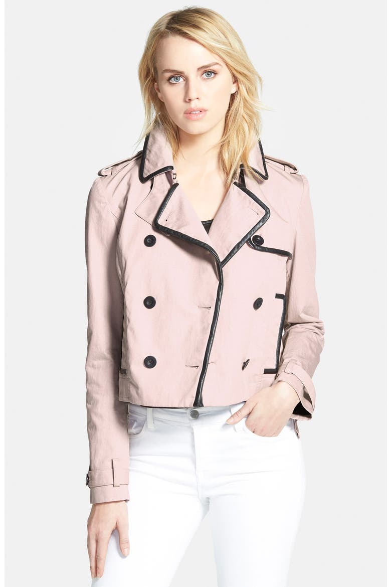 'Derek' Leather Trim Trench, Main, color, HYDRANGEA PINK