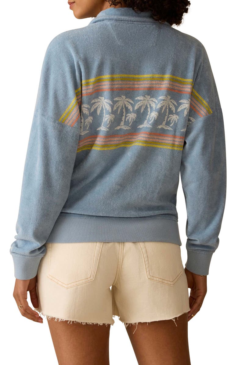 Faherty Cabana Terry Cloth Quarter Zip Pullover, Alternate, color, Palm Rainbow Beach