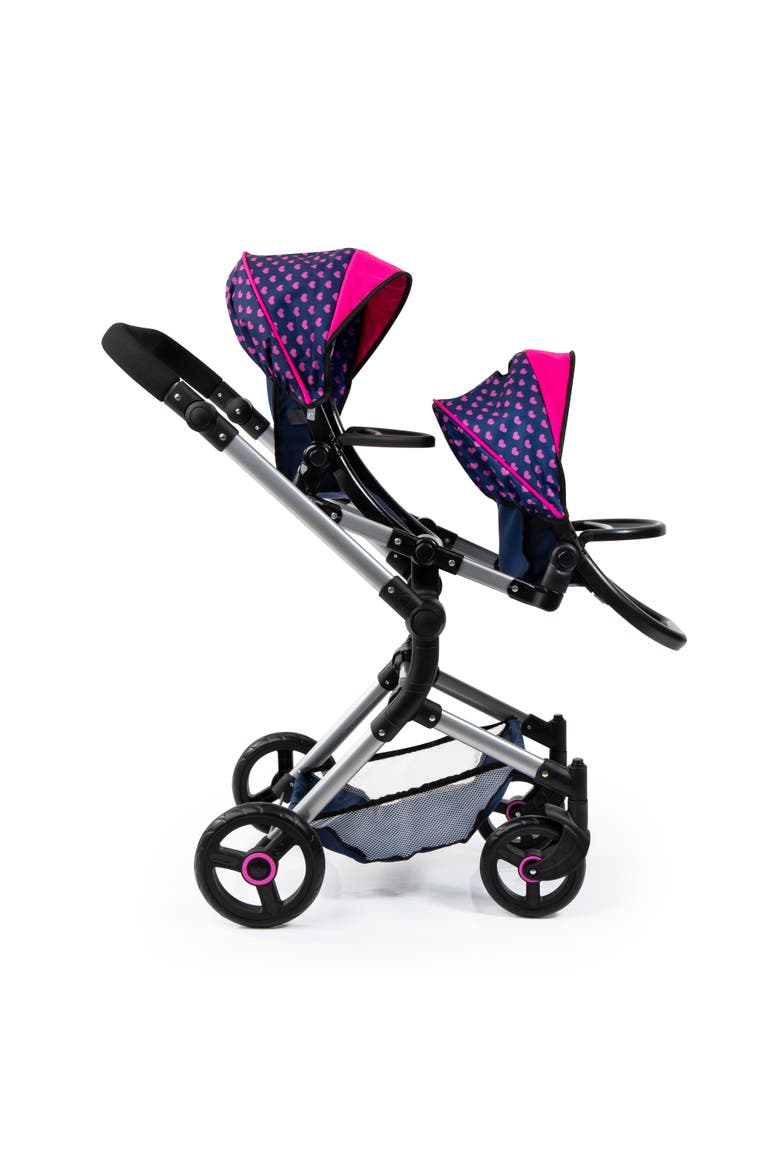 Twin Doll Pram Neo, Blue With Unicorn and Hearts, 18 Inch, Alternate, color, Multicolored