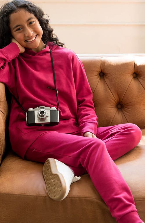 Mightly Organic Cotton Fleece Pocket Joggers In Purple