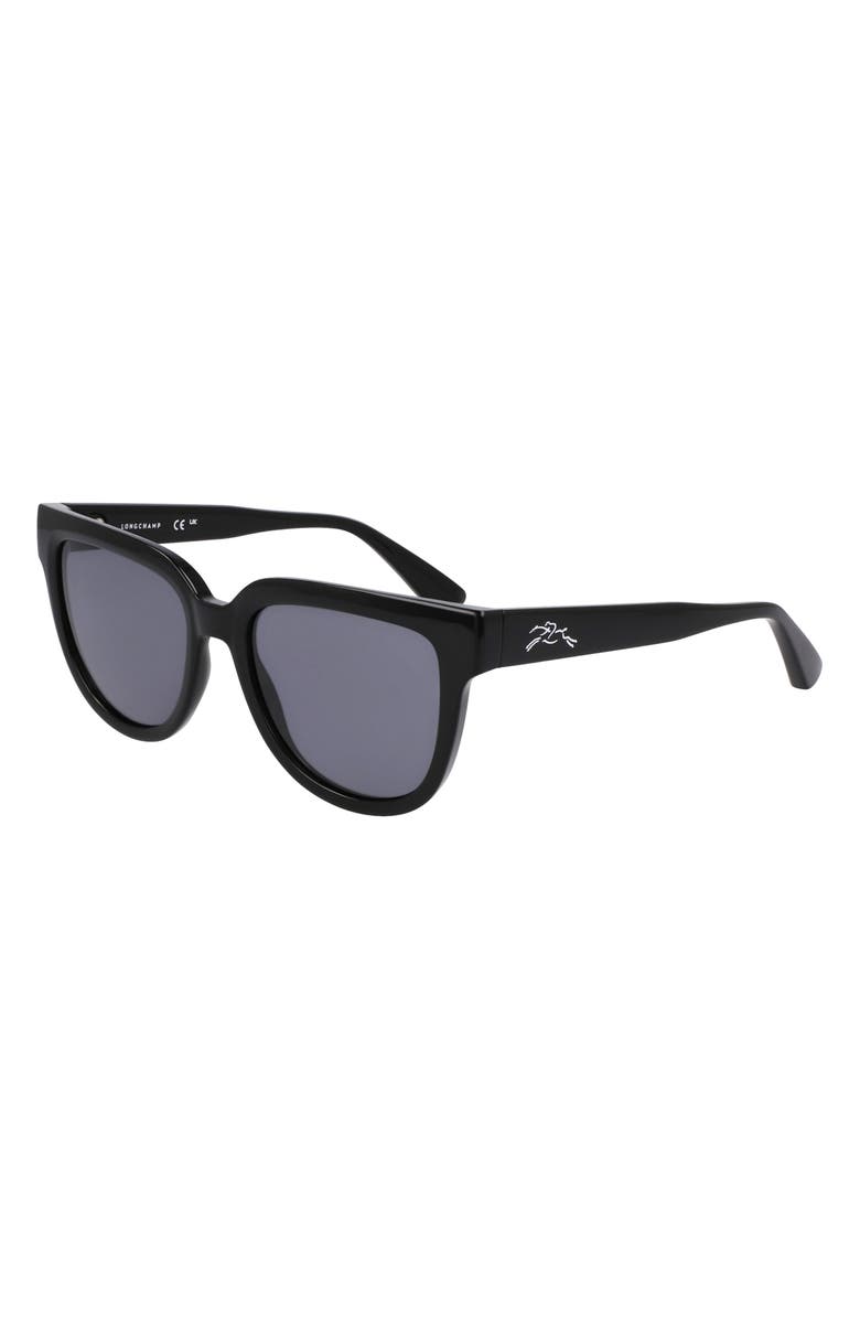 Longchamp Le Pliage 52mm Round Sunglasses, Alternate, color, Black