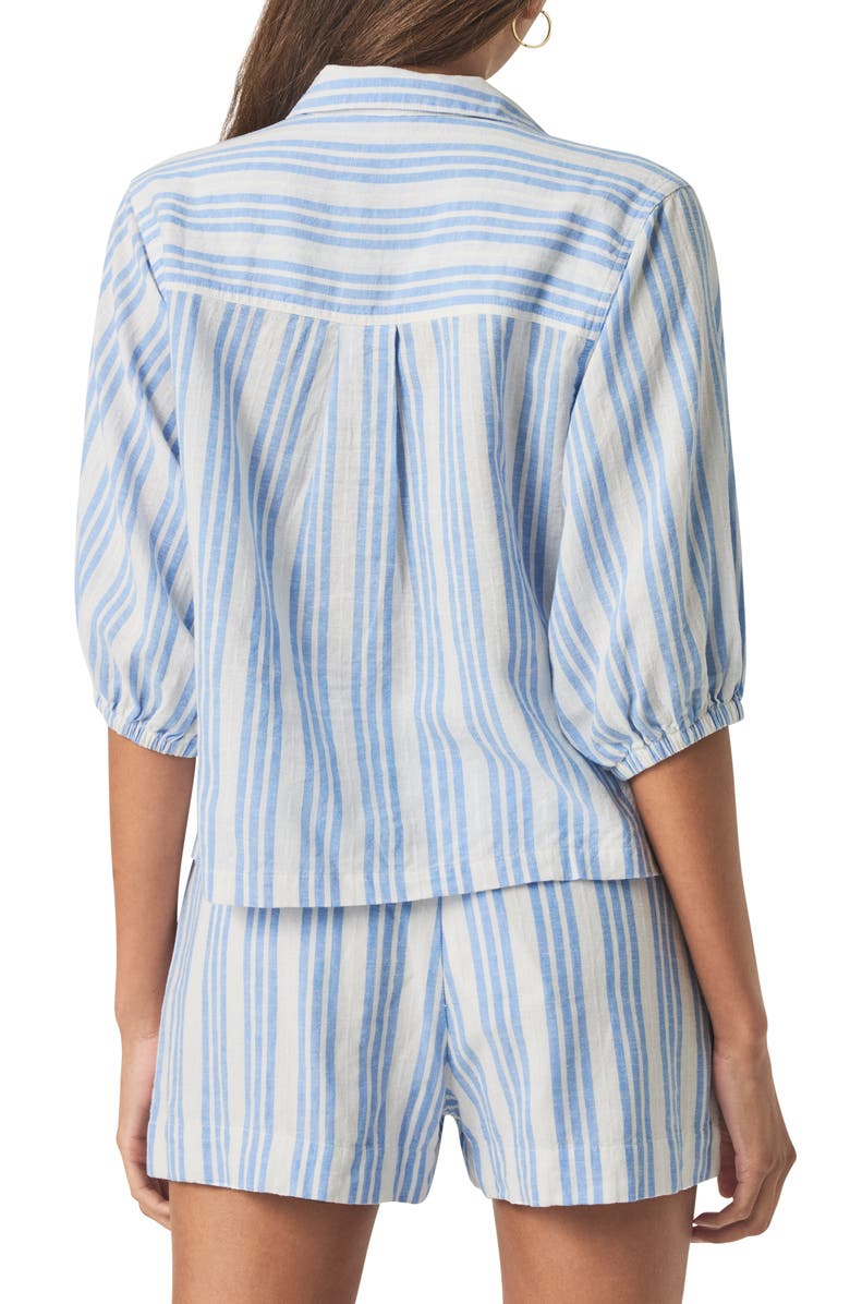 Splendid Allison Variegated Stripe Linen Blend Top, Alternate, color, Steel Blue/ White