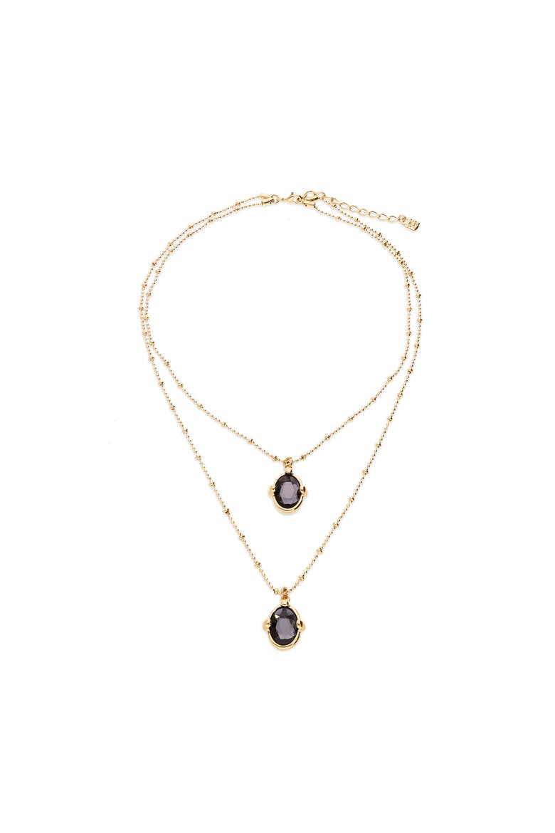 Double Necklace In 18K Gold And Small Faceted Crystals, Alternate, color, Gold