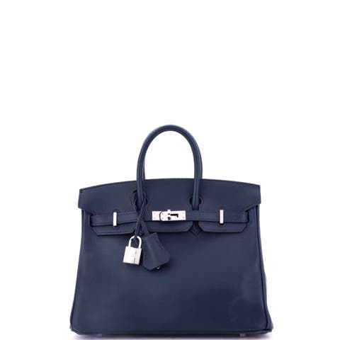 Birkin Handbag Blue Swift with Palladium Hardware 25