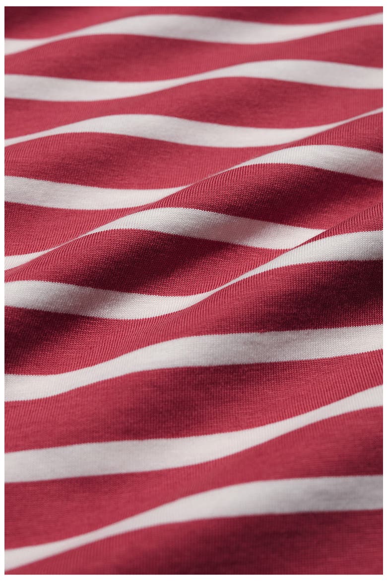Sailor Stripe Three Quarter Sleeve Organic Cotton T-Shirt, Alternate, color, BRETON ECHINACEA