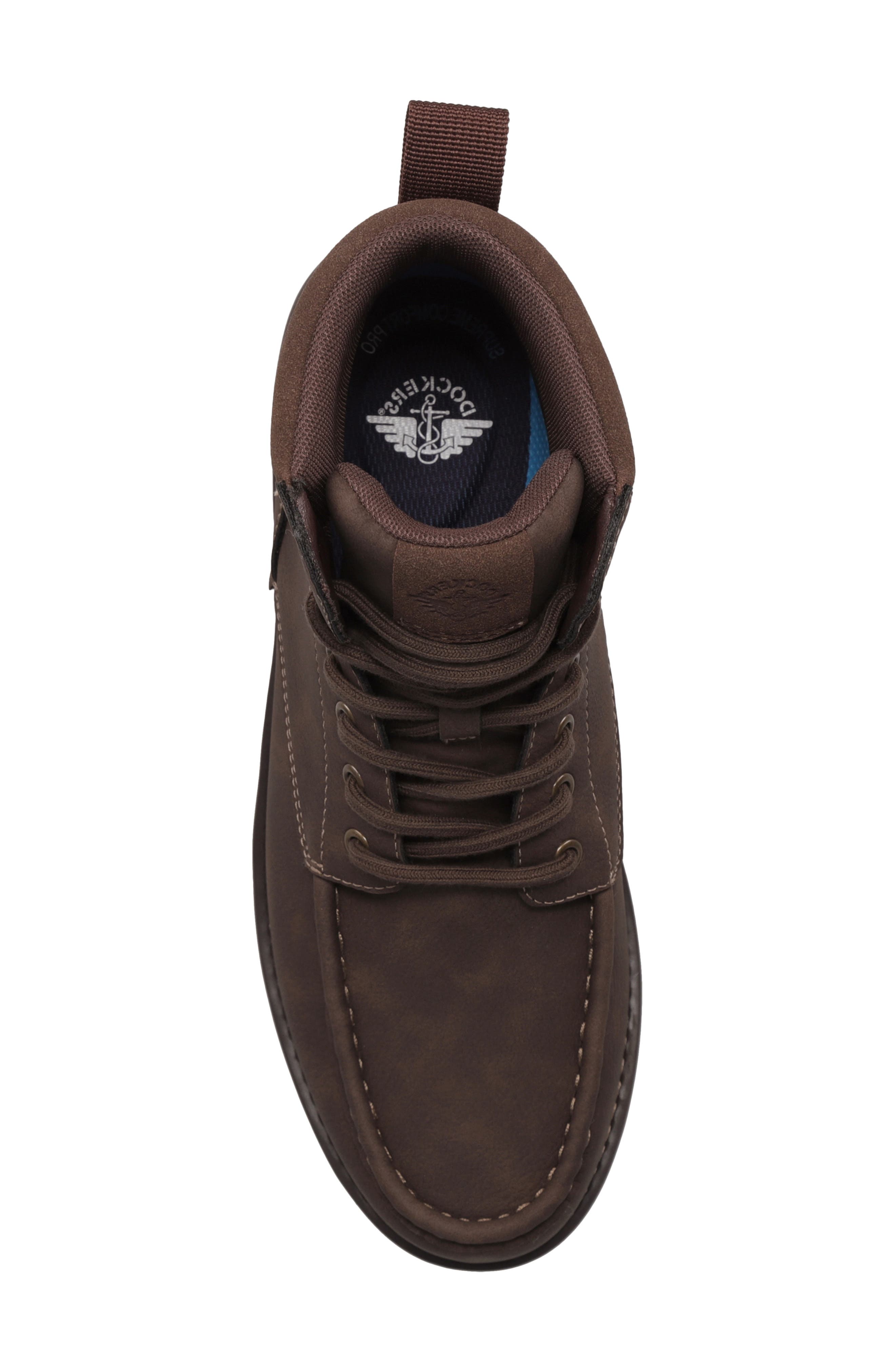 Derrick Faux Leather Boot, Alternate, color, DARK BROWN/ BROWN