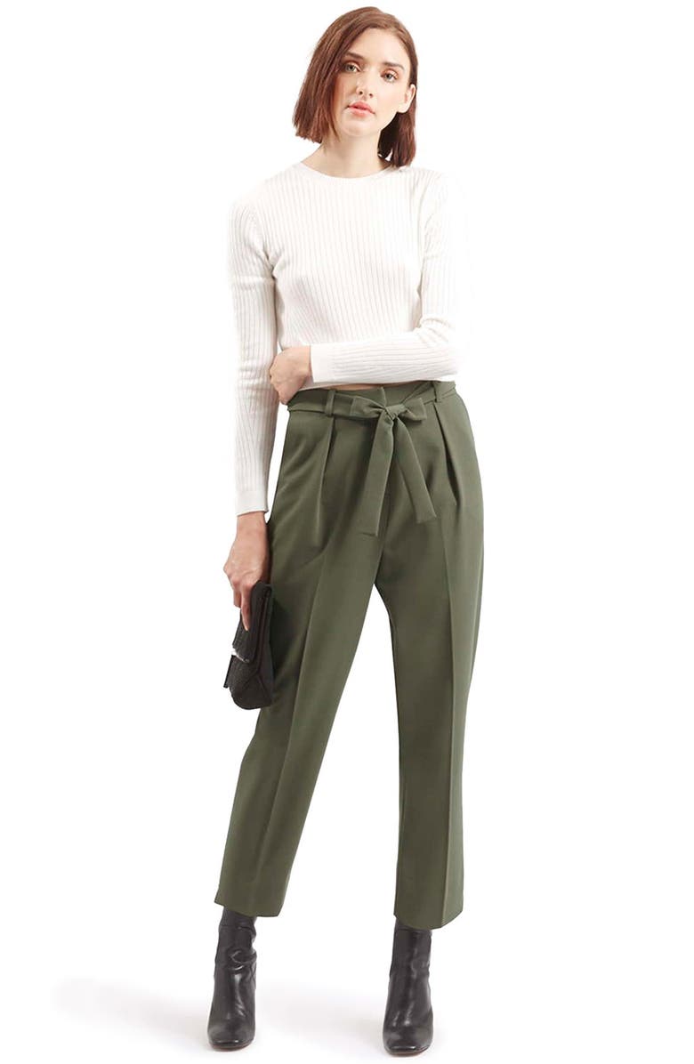 Topshop Crepe Peg Trousers, Main, color, 