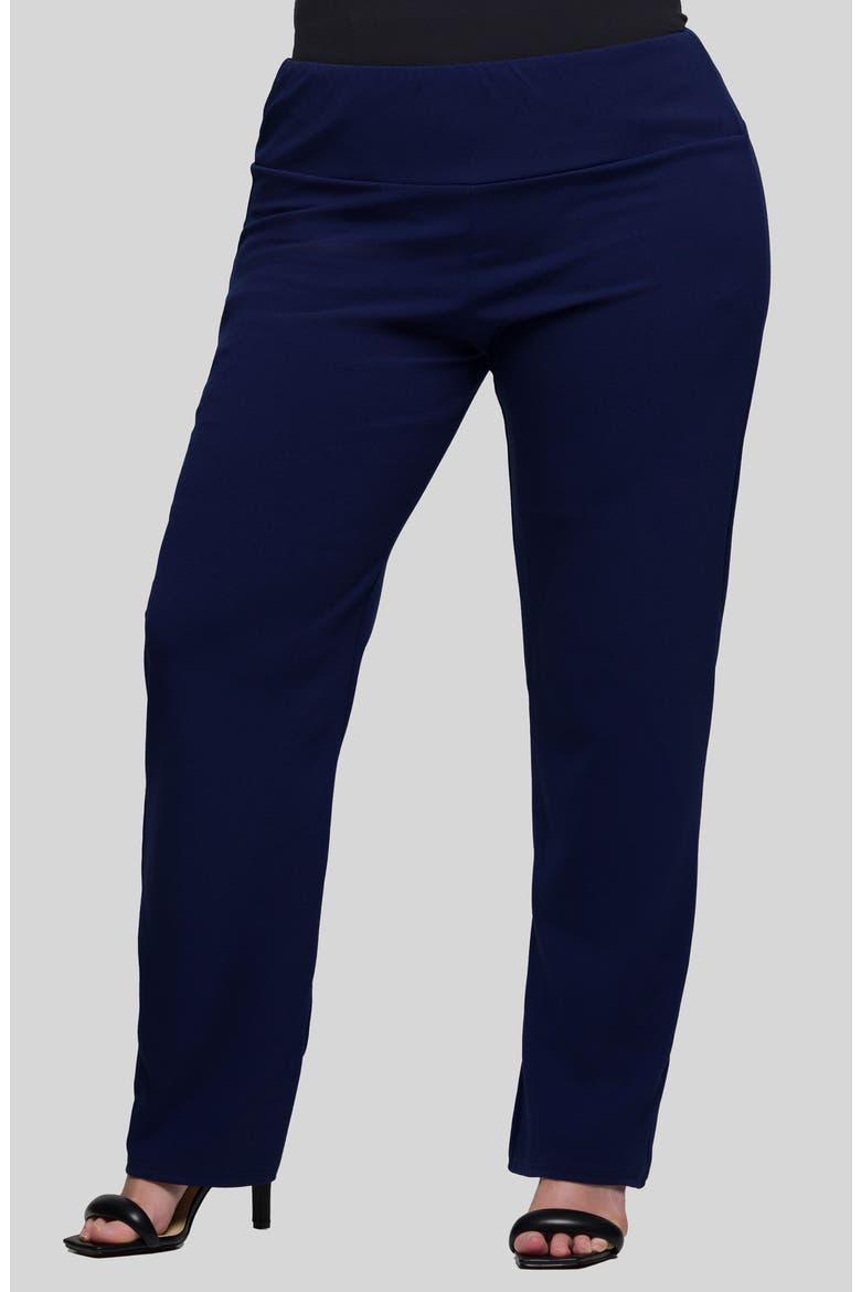High Waist Straight Leg Pants, Main, color, NAVY