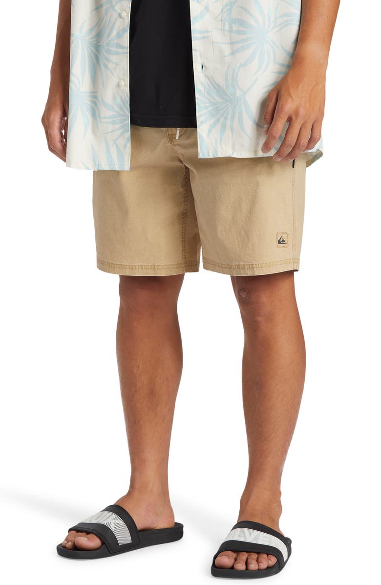 Quiksilver Street Trunk Stretch Cotton Shorts, Alternate, color, Khaki