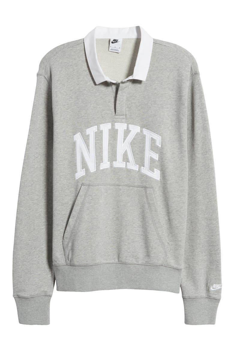 Club Rugby Logo Graphic Sweatshirt, Alternate, color, DARK GREY HEATHER/ WHITE