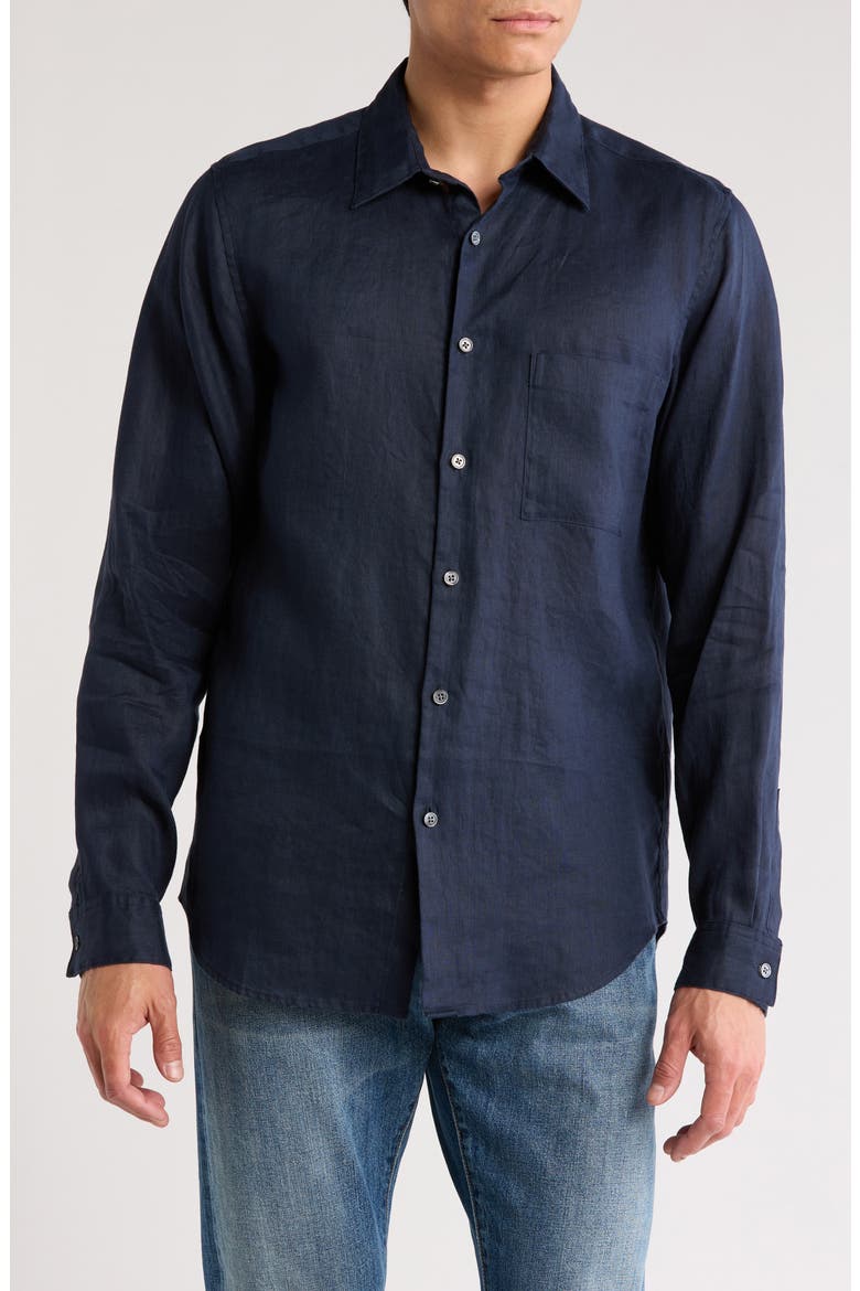 Irving Linen Button-Up Shirt, Main, color, BALTIC