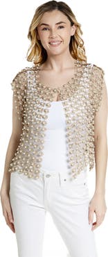 SAACHI Pearly Beaded Floral Lace Top