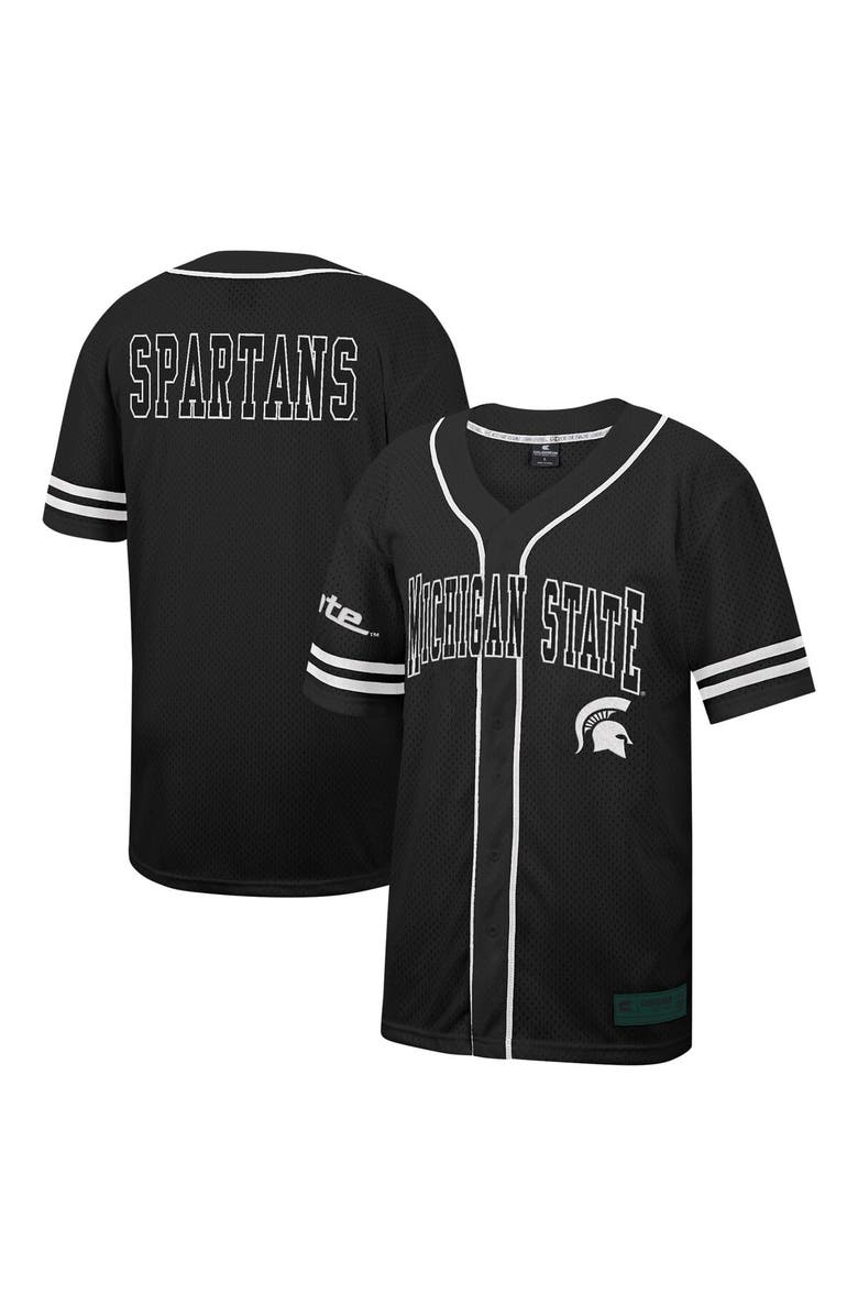 COLOSSEUM Men's Colosseum Black Michigan State Spartans Free Spirited Mesh Button-Up Baseball Jersey, Main, color, Black