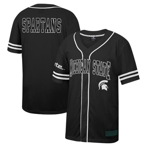 Men's Colosseum Black Michigan State Spartans Free Spirited Mesh Button-Up Baseball Jersey