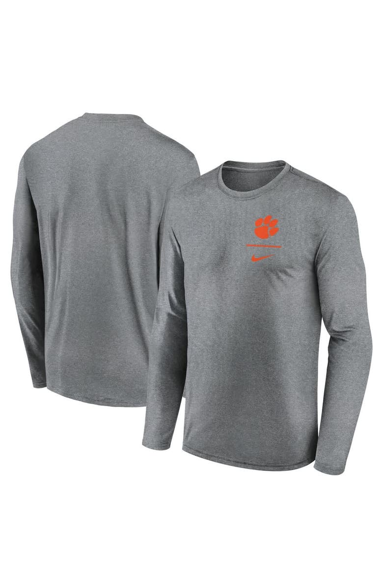 Nike Men's Nike Heather Gray Clemson Tigers Primary Stack Legend Long Sleeve T-Shirt, Main, color, Heather Gray