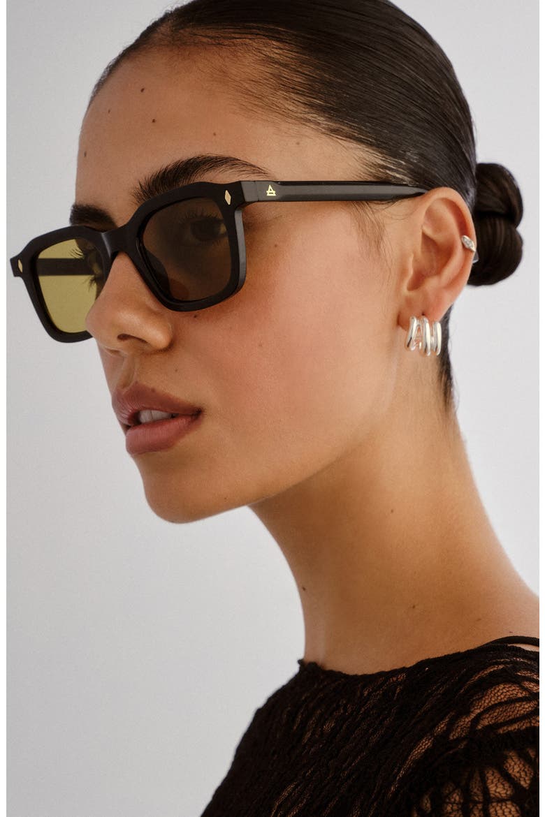 Zodiac 48mm Small Square Sunglasses, Alternate, color, BLACK / MOSS TINT