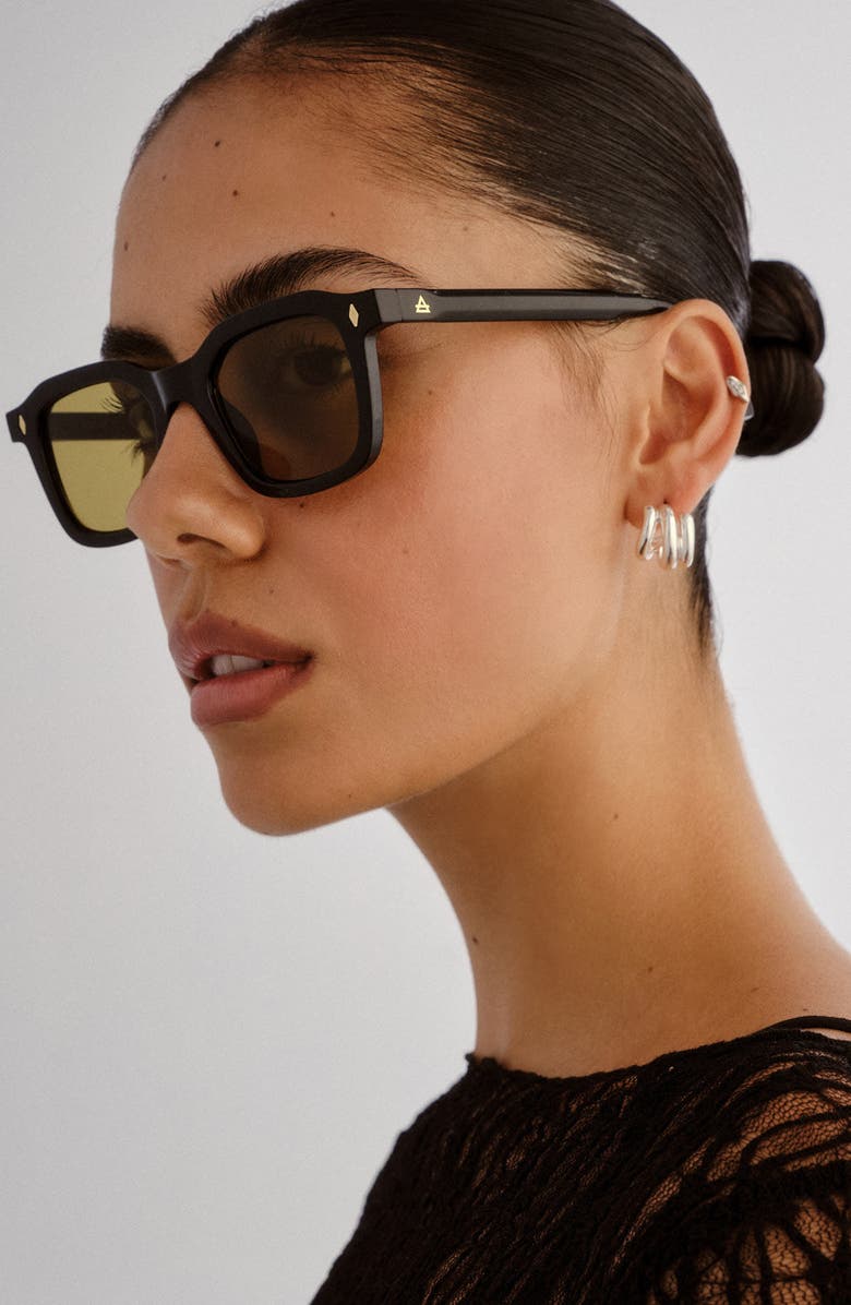 AIRE Zodiac 48mm Small Square Sunglasses, Alternate, color, Black / Moss Tint