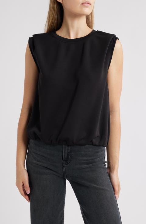 Pleat Shoulder Sleeveless Blouson Top