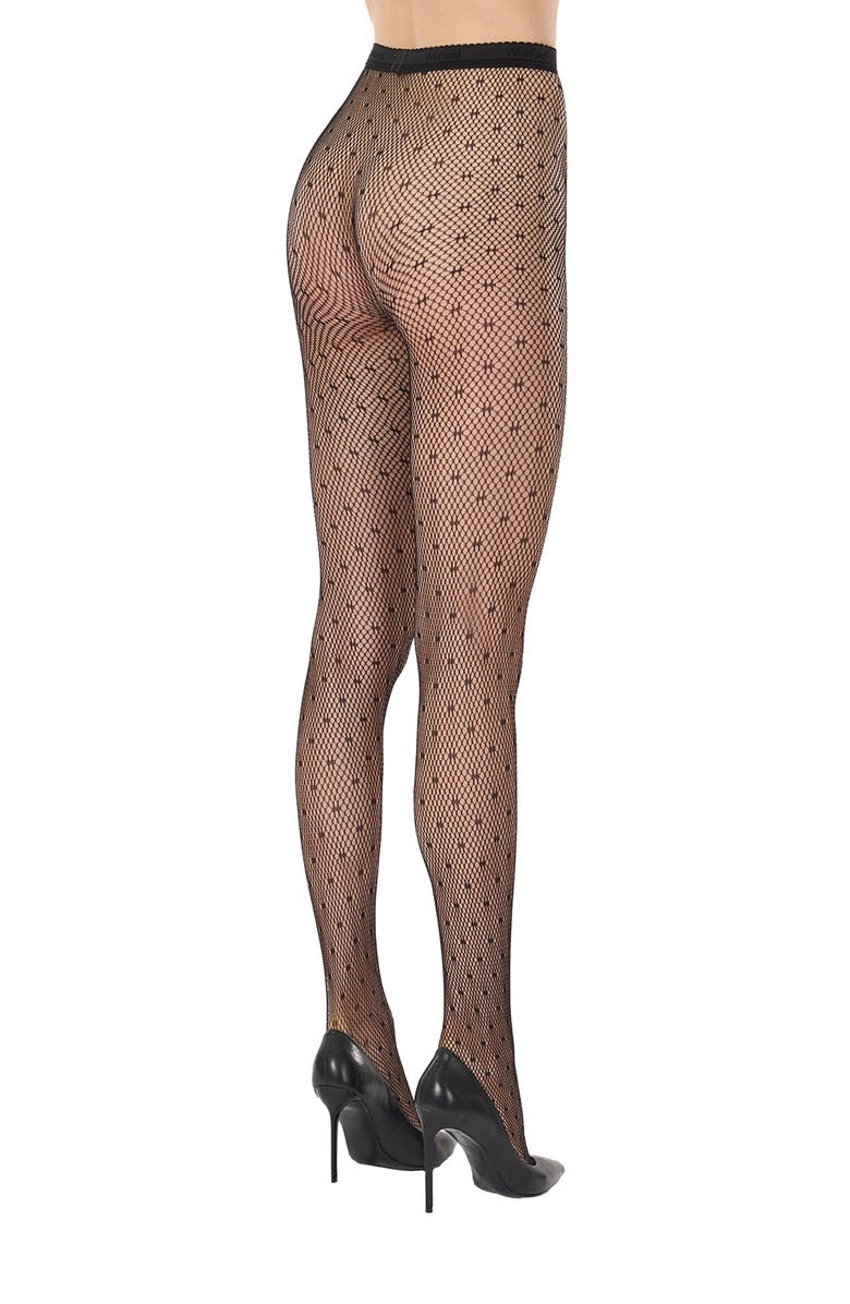 Wolford Dot Net Tights, Alternate, color, Black