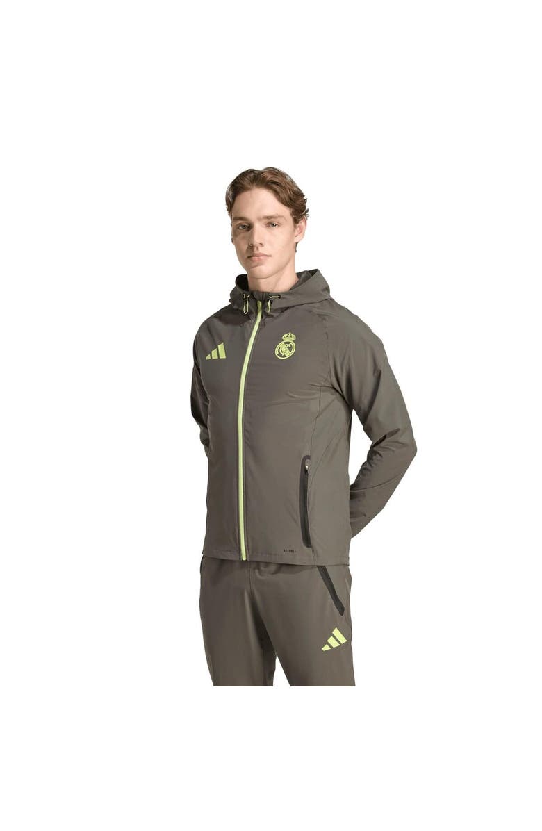 adidas Men's adidas Olive Real Madrid 2025/26 Tiro Vis Tech Travel Jacket, Alternate, color, Olive