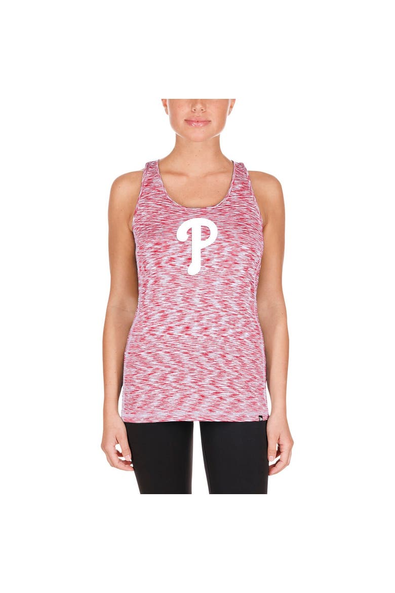 Women's New Era Red Philadelphia Phillies Space Dye Keyhole Back Tank Top, Alternate, color, Red