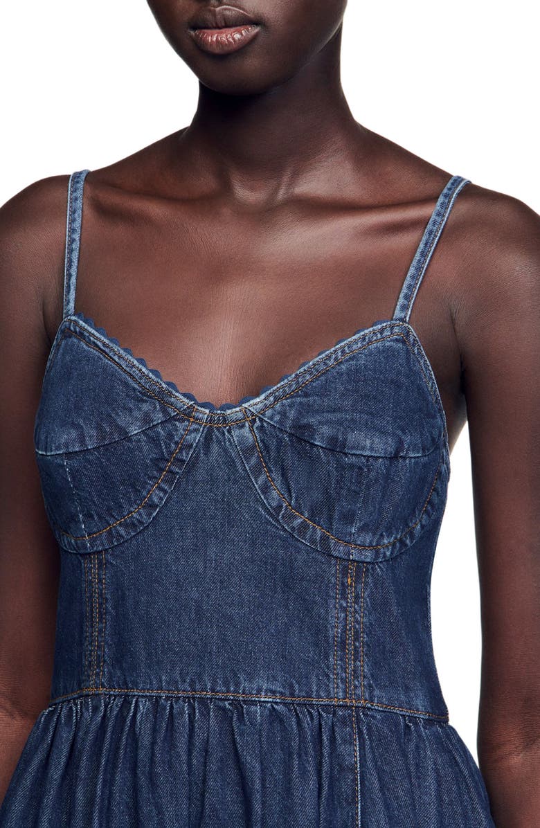 SANDRO Midi denim dress, Alternate, color, 