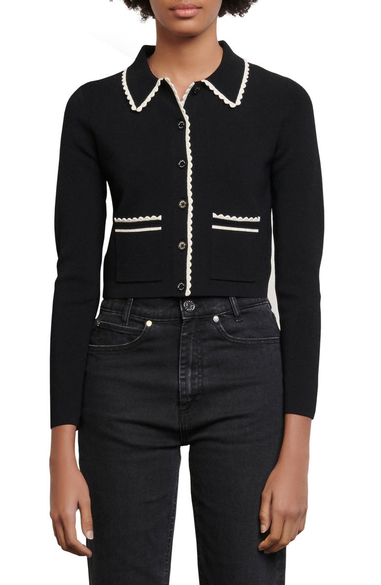 SANDRO Crop Cardigan, Main, color,