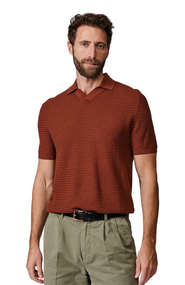 Aubin Alford Textured Cotton Polo Shirt, Main, color, Rust