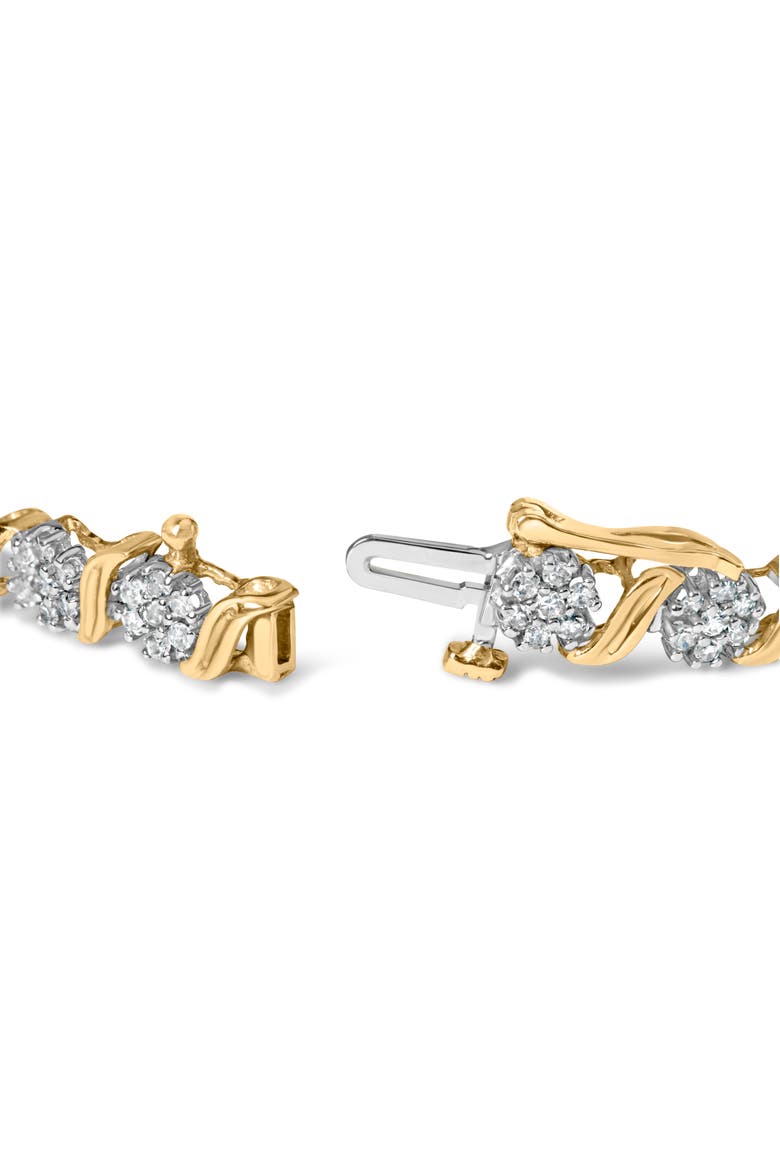 10K Yellow Gold 2.00 Cttw Round Cut Diamond 'S' Cluster Bracelet, Alternate, color, Yellow