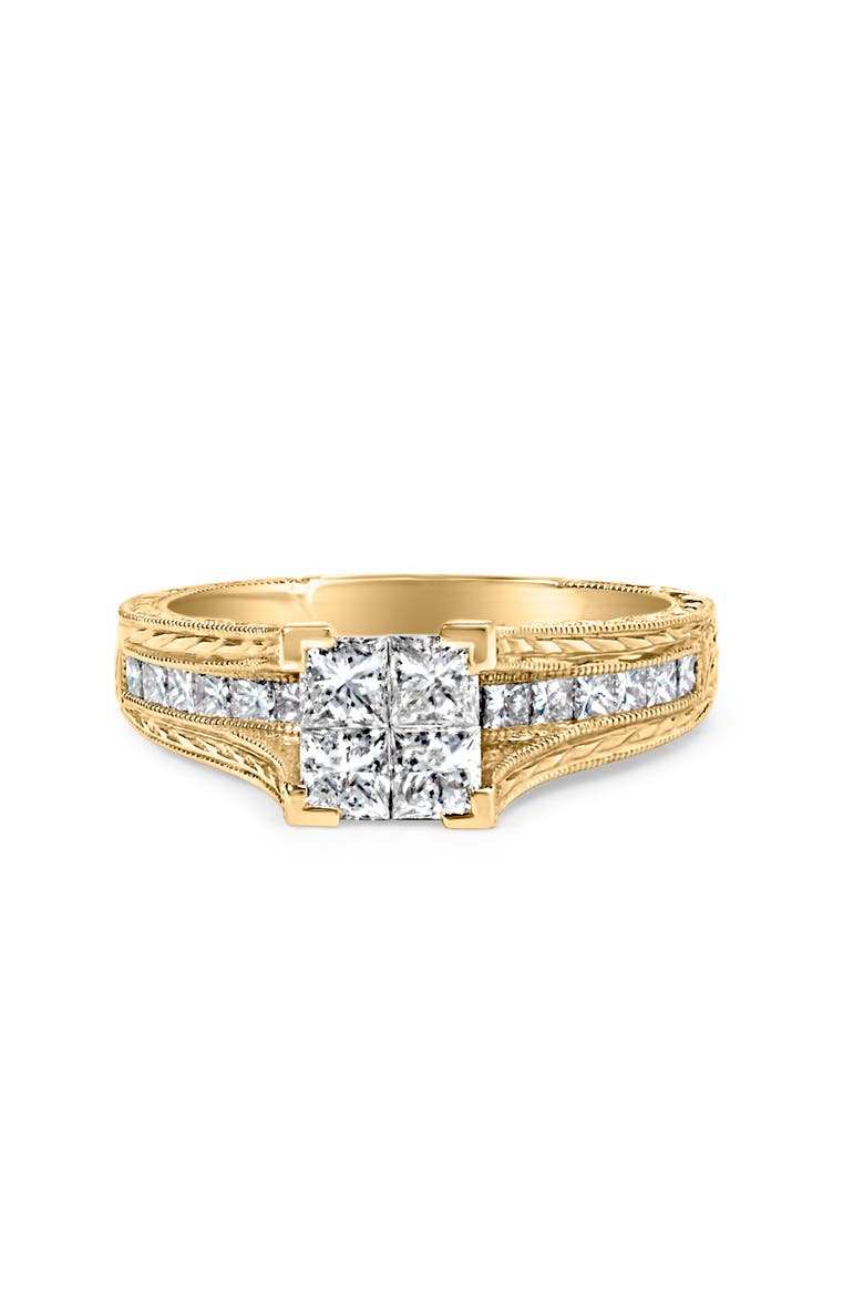 14K Yellow Gold 1.0 Cttw Princess Composite Diamond Engagement Ring, Main, color, Yellow