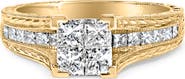 Haus of Brilliance 14K Yellow Gold 1.0 Cttw Princess Composite Diamond Engagement Ring
