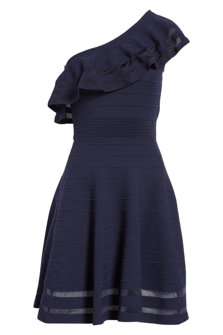 Streena Knit Skater Dress, Alternate, color, NAVY