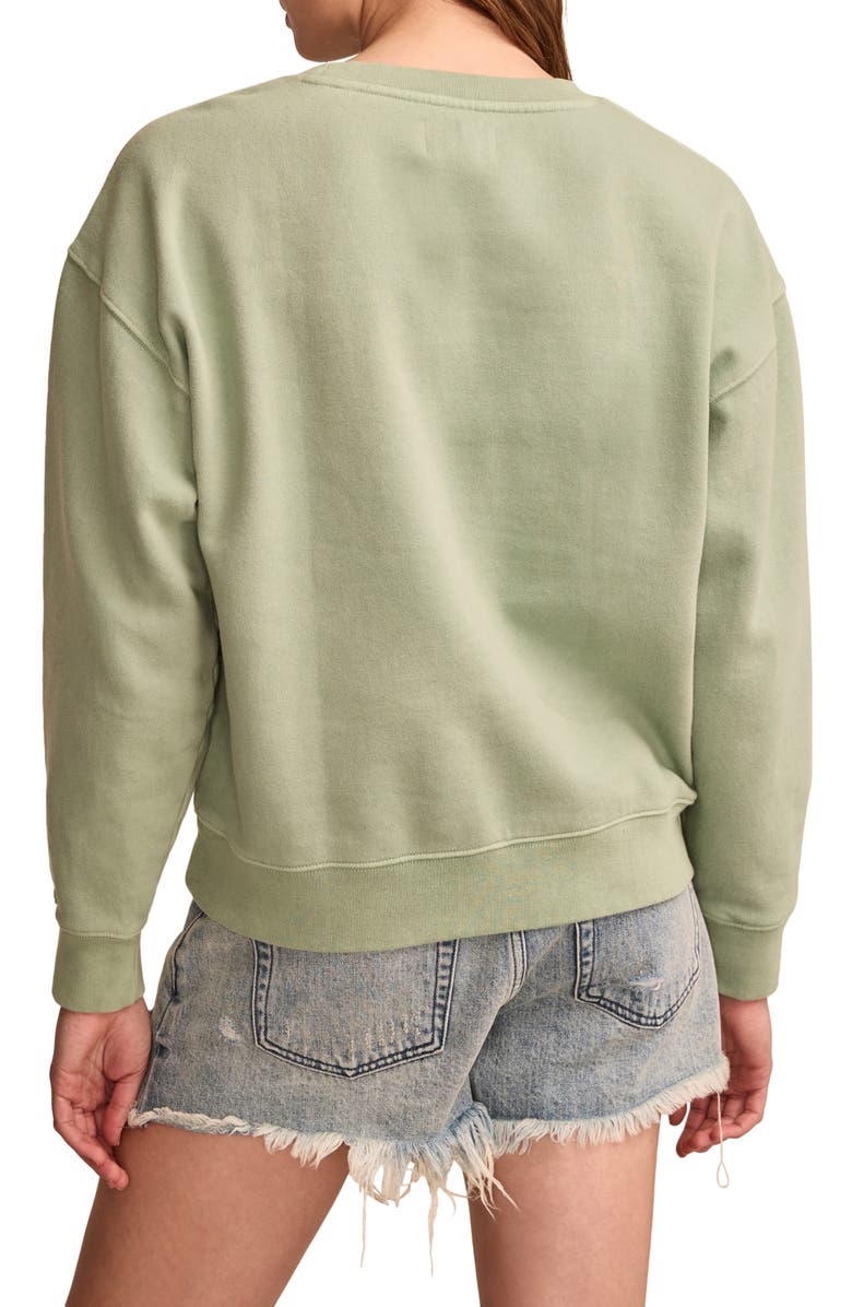 Lucky Brand Shamrock Embroidered Cotton Fleece Sweatshirt, Alternate, color, Granite Green